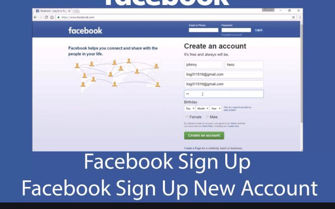Facebook Sign Up New Account Login Page