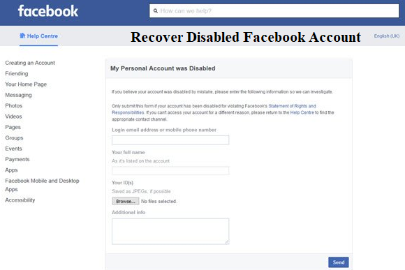 Recover Disabled Facebook Account