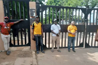 Minimum Wage strike: Labour leaders shut Lagos FIRS office, chase out staff [photos]